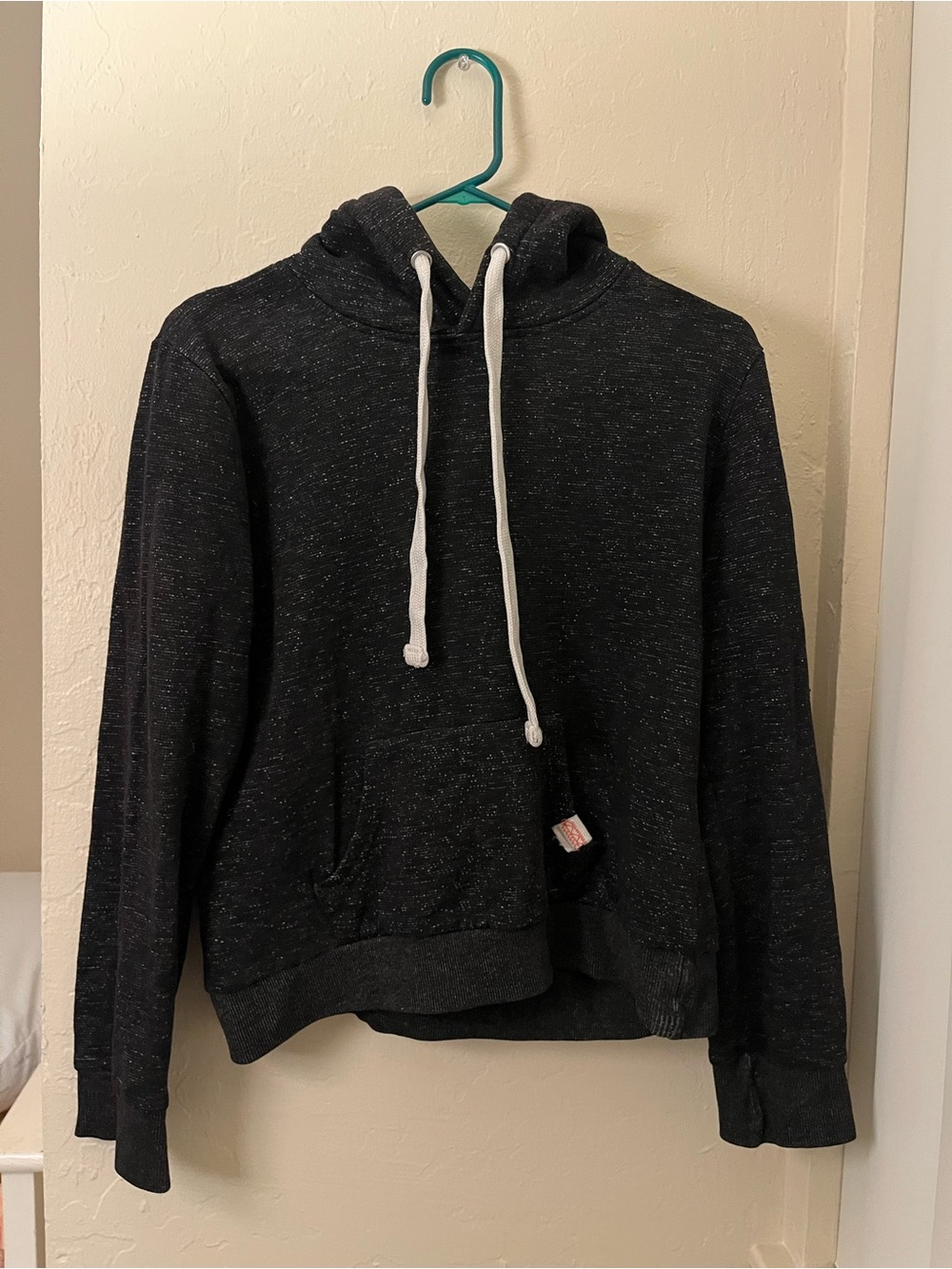 Reflex Men's Black Heather Pullover Hoodie with White Drawstrings